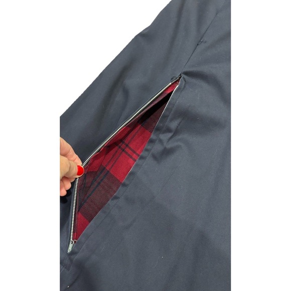 Burberry 1960s Reversible Trench Gabardine & Wool Plaid Cape Coat Red Navy OSFA - Picture 14 of 14